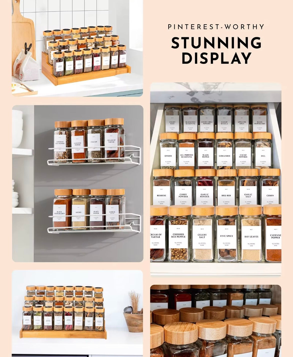 Glass Spice Jar Set (12 or 24 Pieces)